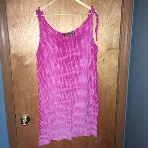 SOLD Light Weight Pink Tie Dyed Coverup Tank Dress